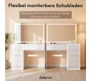 Bellamio Livny Schminktisch mit LED-Spiegel & 5 Schubladen Weiß Bild 5