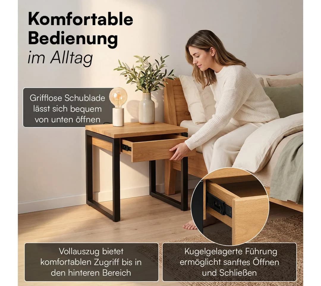 skølm Nachttisch Alver Eiche/Schwarz mit Schublade - Bild 5