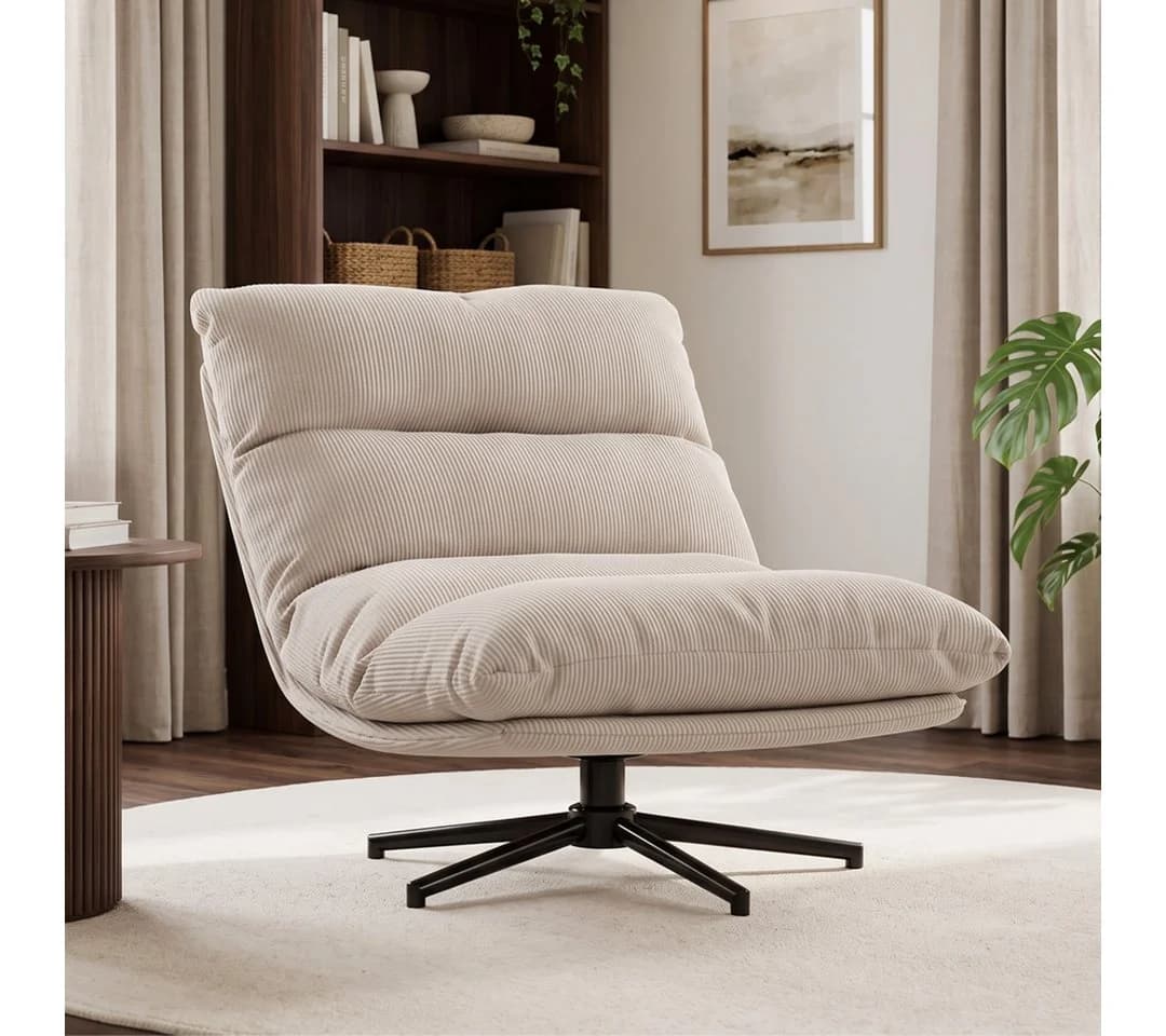 skølm Relaxsessel Hnoss Cord Beige 360° drehbar verstellbar - Bild 2