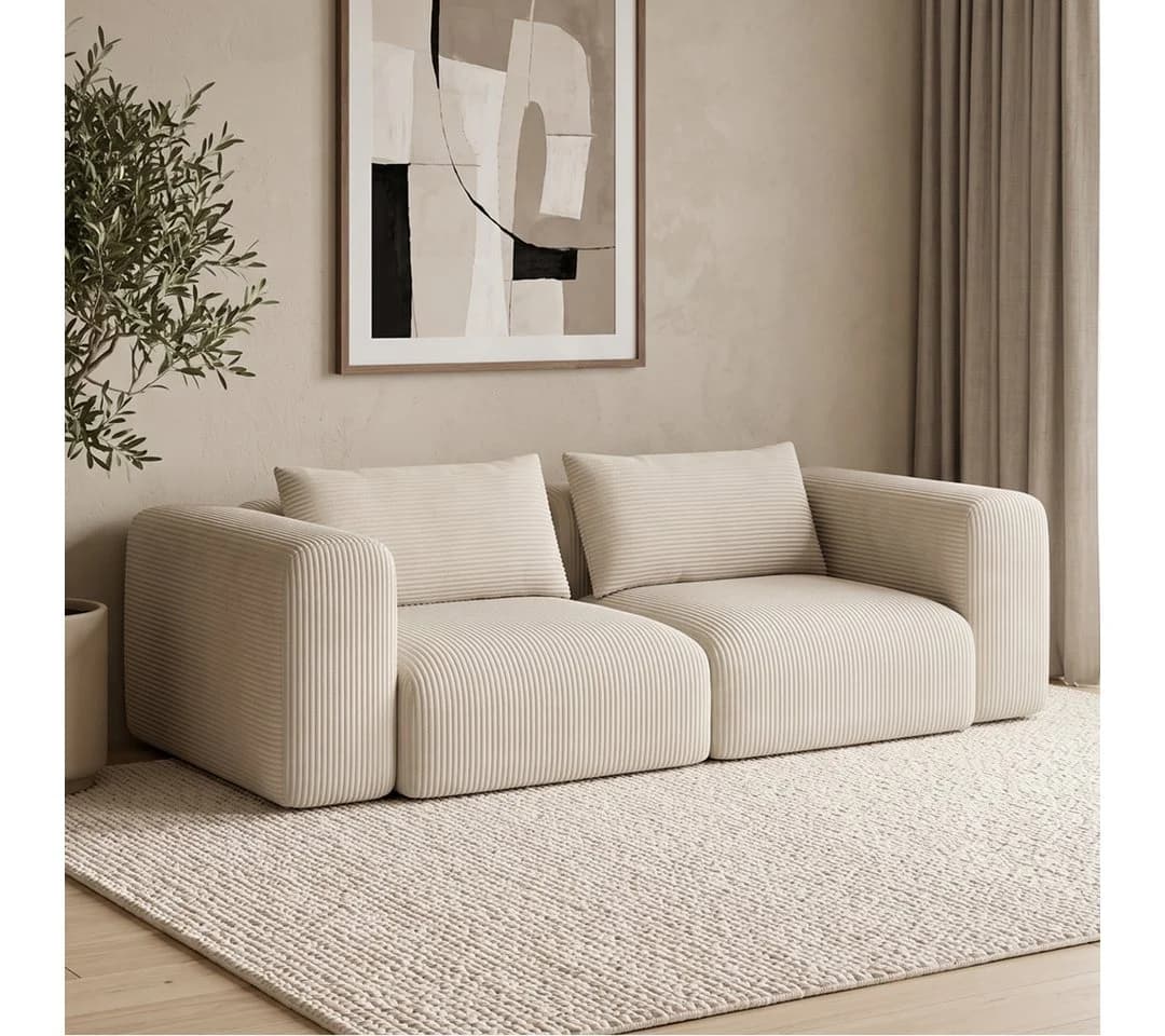 skølm Sofa Hårga Cord 2-Sitzer Beige mit Federkern - Bild 5
