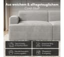 skølm Sofa Freki Cord Grau 3-Sitzer mit Hockern Bild 3