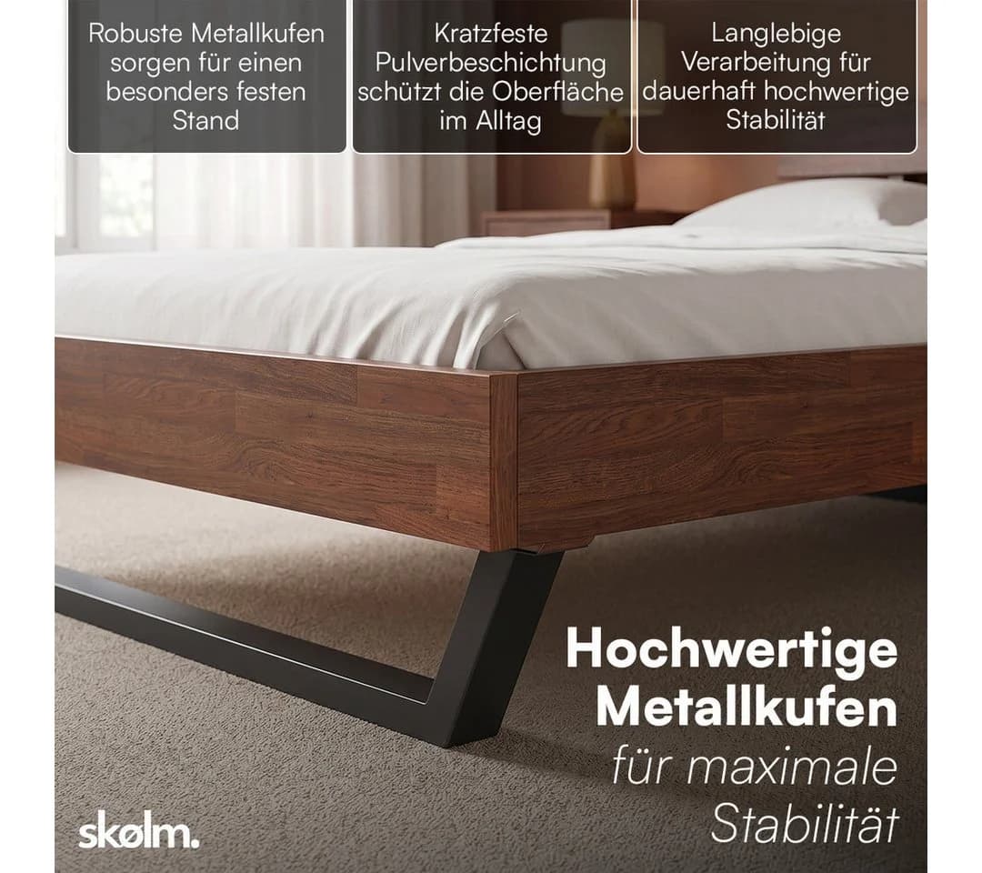 skølm Massivholzbett Alver Eiche geölt mit Metallkufen - Bild 3