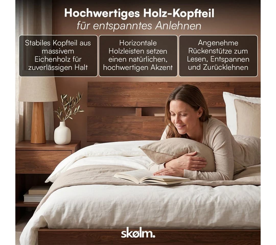 skølm Massivholzbett Alver Eiche geölt mit Metallkufen - Bild 5