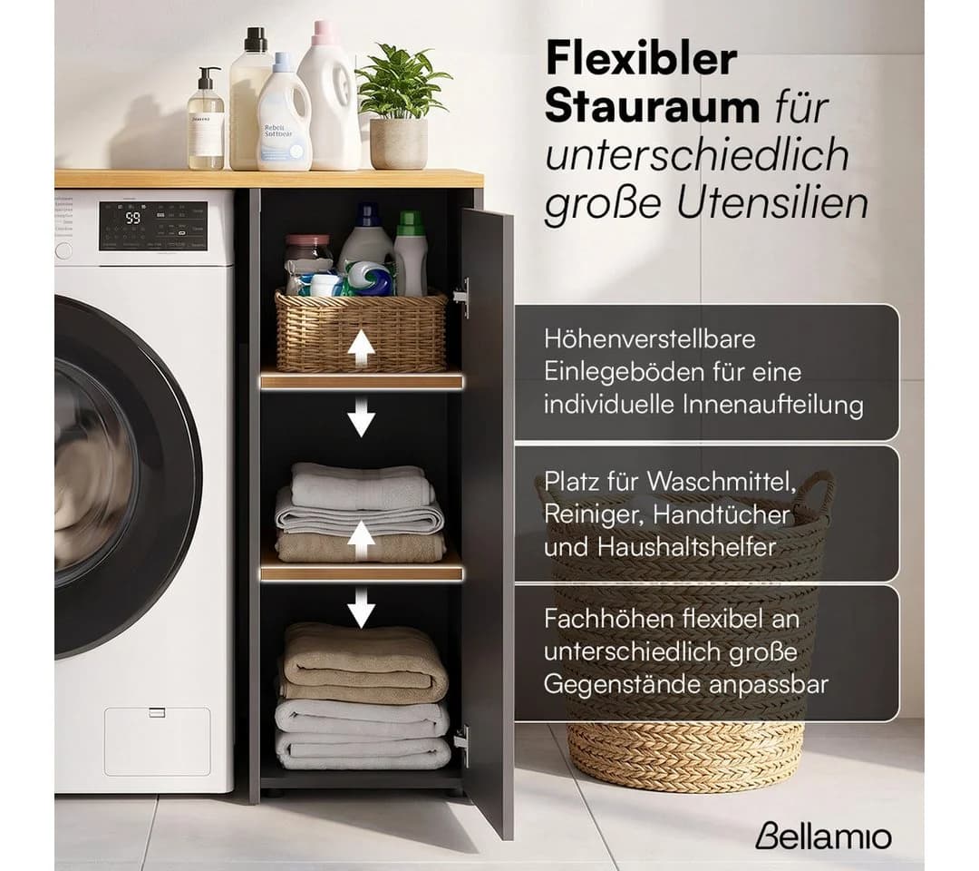 Bellamio Waschmaschinenumbauschrank Vist Anthrazit/Eiche - Bild 4