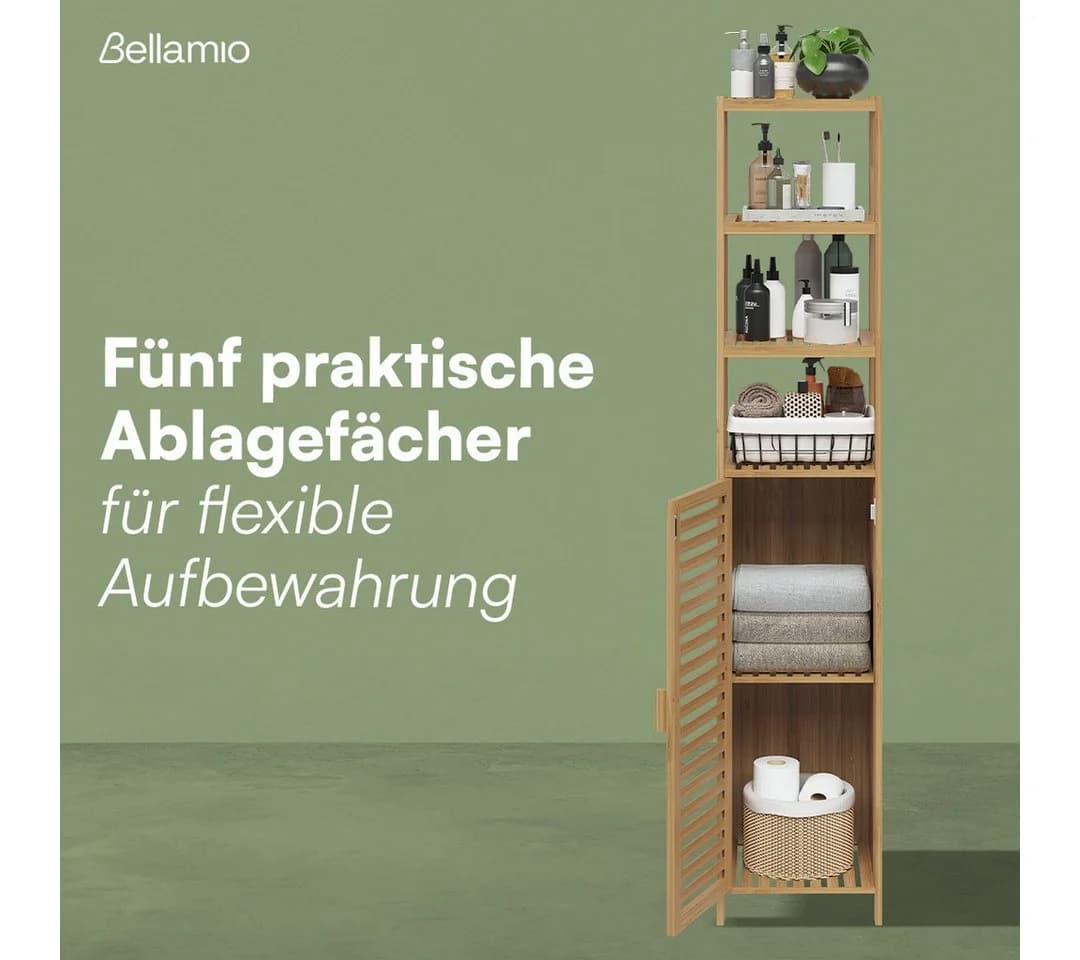 Bellamio Hochschrank Newa Bambus 5 Fächer - Bild 4