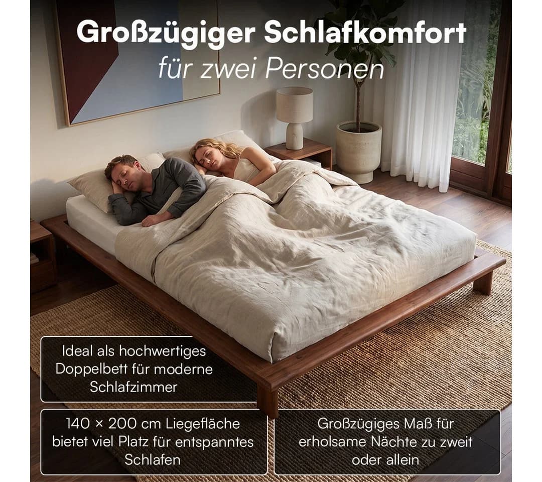 skølm Futonbett Skald Eiche massiv Walnussoptik mit Lattenrost - Bild 5