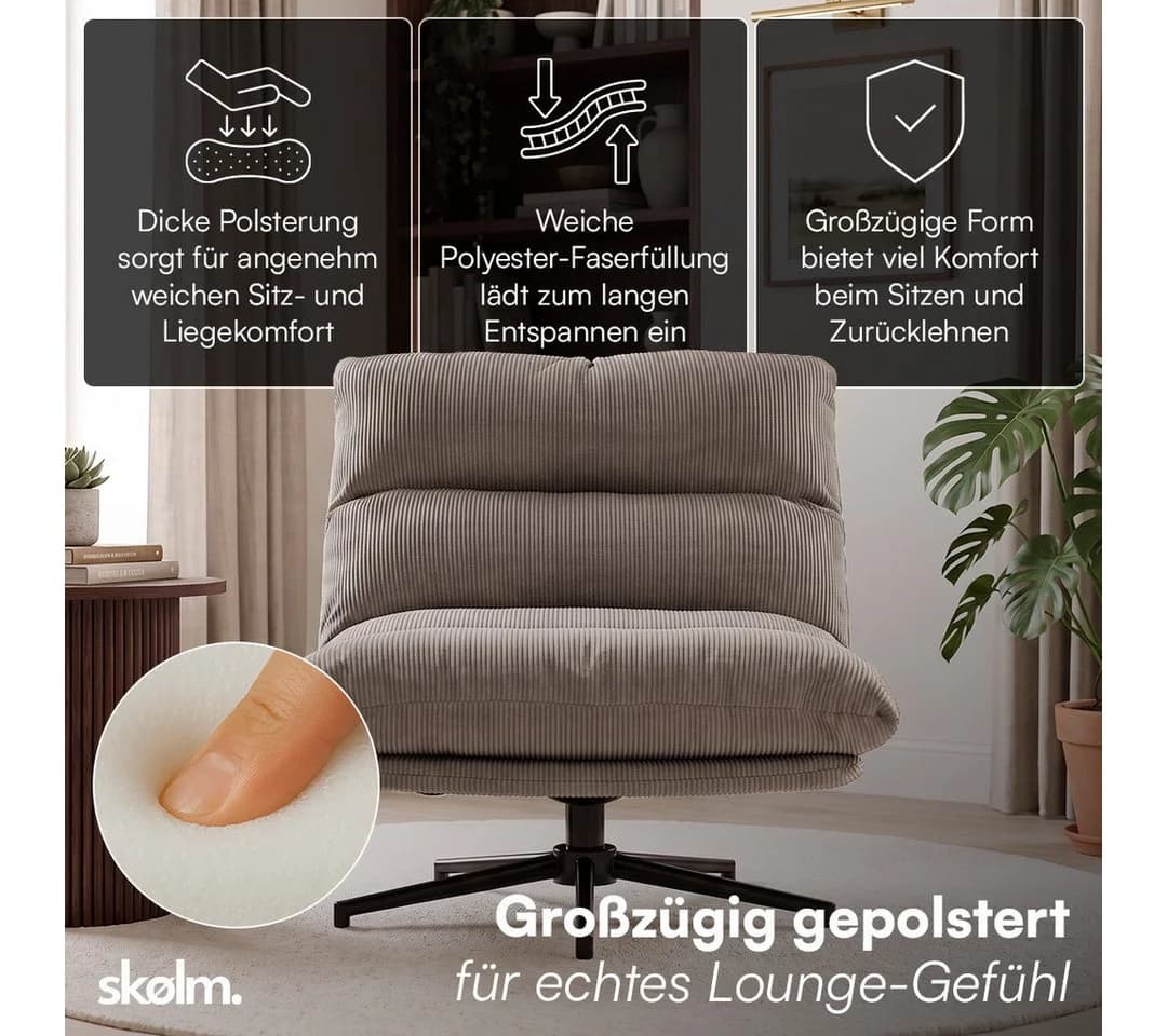 skølm Relaxsessel Hnoss Cord Macchiato drehbar verstellbar - Bild 4