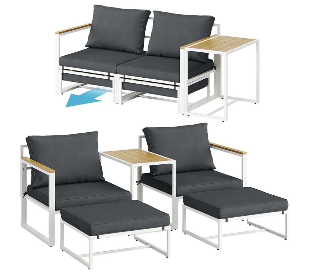 STEELSØN Sitzgruppe Asteri 5-teilig mit Sesseln, Hockern & Tisch - Bild 2