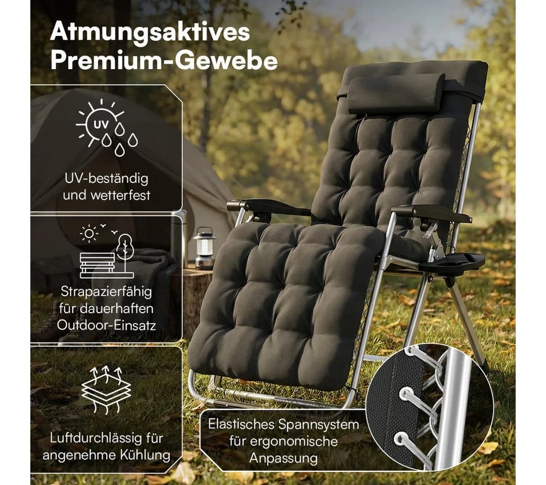 STEELSØN Lysira Zero-Gravity Gartenliege Schwarz/Silber