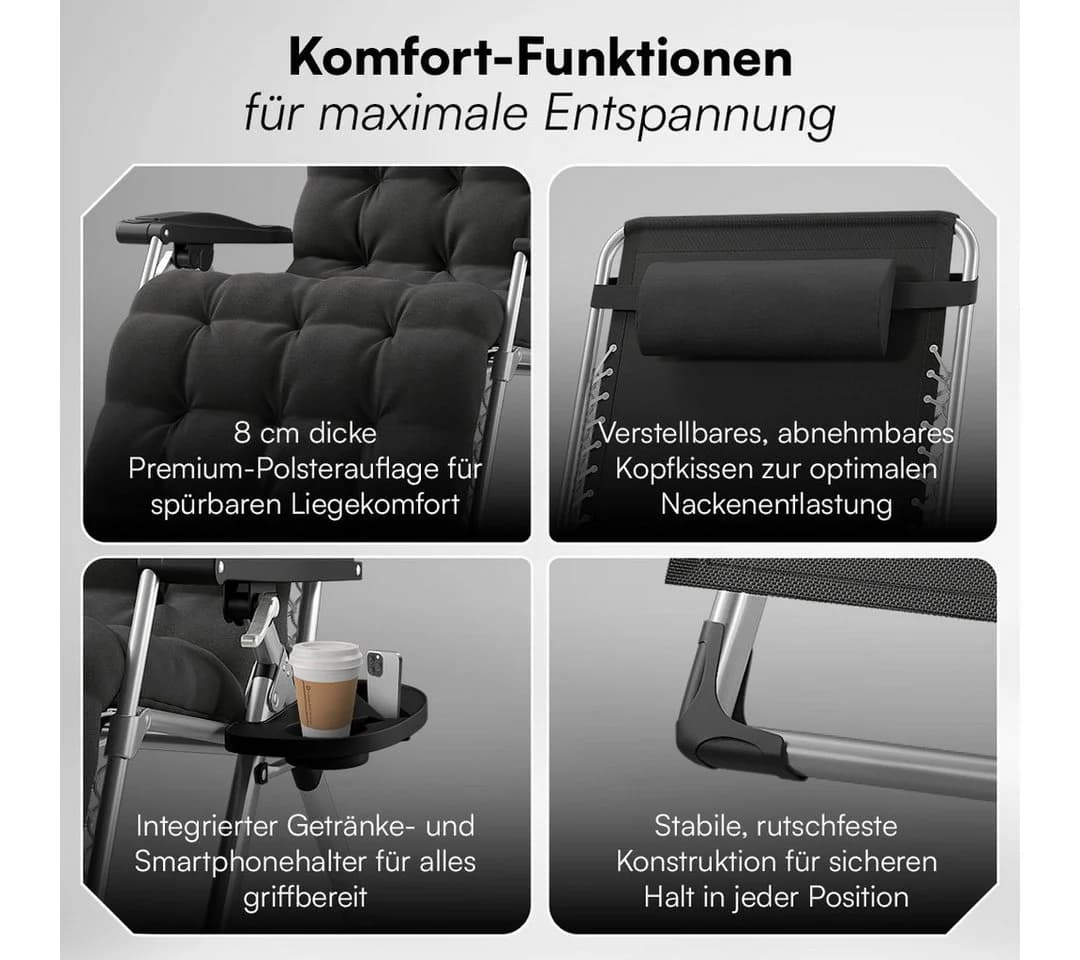 STEELSØN Lysira Zero-Gravity Gartenliege Schwarz/Silber - Bild 4