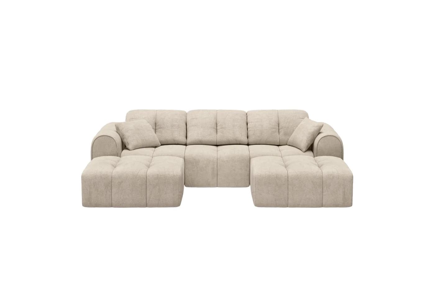 skølm Sofa Vanaheim 3-Sitzer mit 2 Hockern beige Chenille
