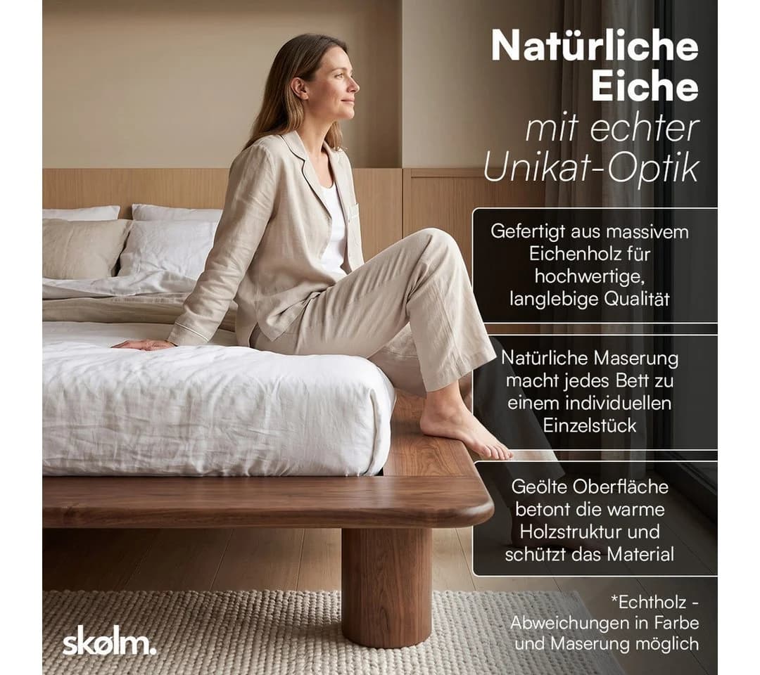 skølm Futonbett Vestri Massivholz Eiche Walnussoptik - Bild 3