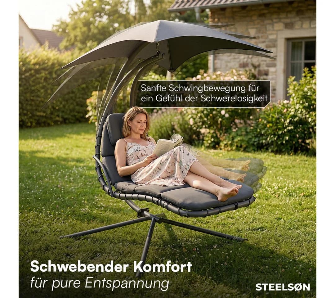 STEELSØN Gartenliege Nyria mit Sonnendach und Kissen - Bild 5