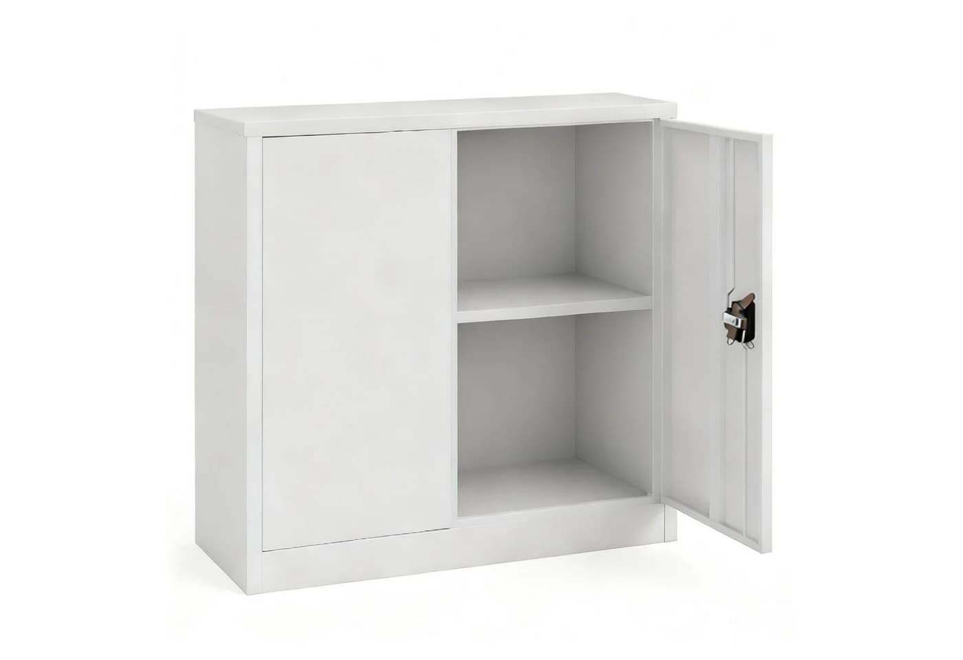LagerZwei Aktenschrank Stahlschrank 90x90x40 cm abschließbar grau/weiß - Bild 2