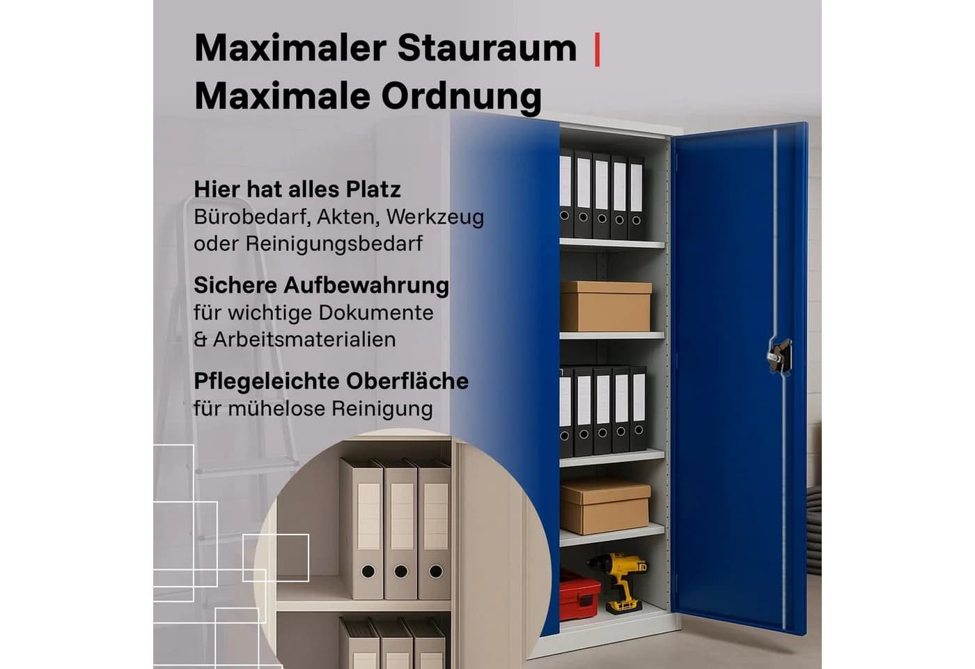 LagerZwei Aktenschrank Stahlschwarz 3-fach verriegelt 4 Böden - Bild 5