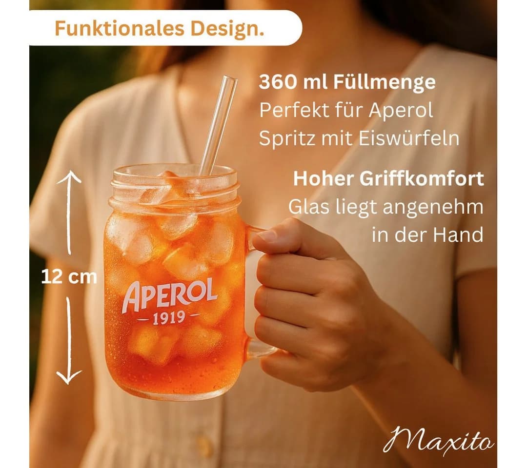 Maxito Cocktailglas 2-tlg. 360ml mit Strohhalm Transparent - Bild 3
