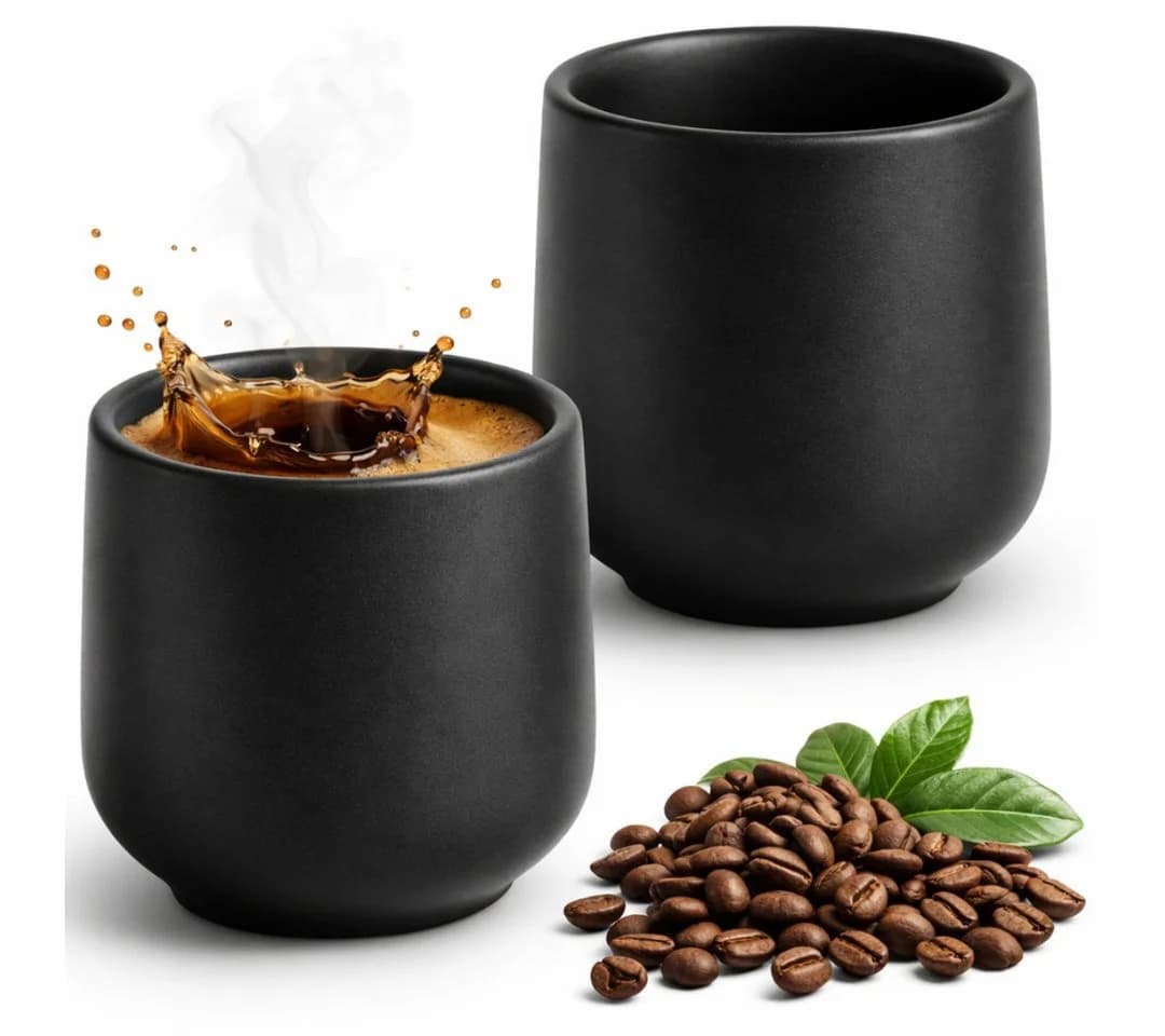 Maxito Espressotassen Set 2-tlg. Schwarz Steingut 80 ml - Bild 2