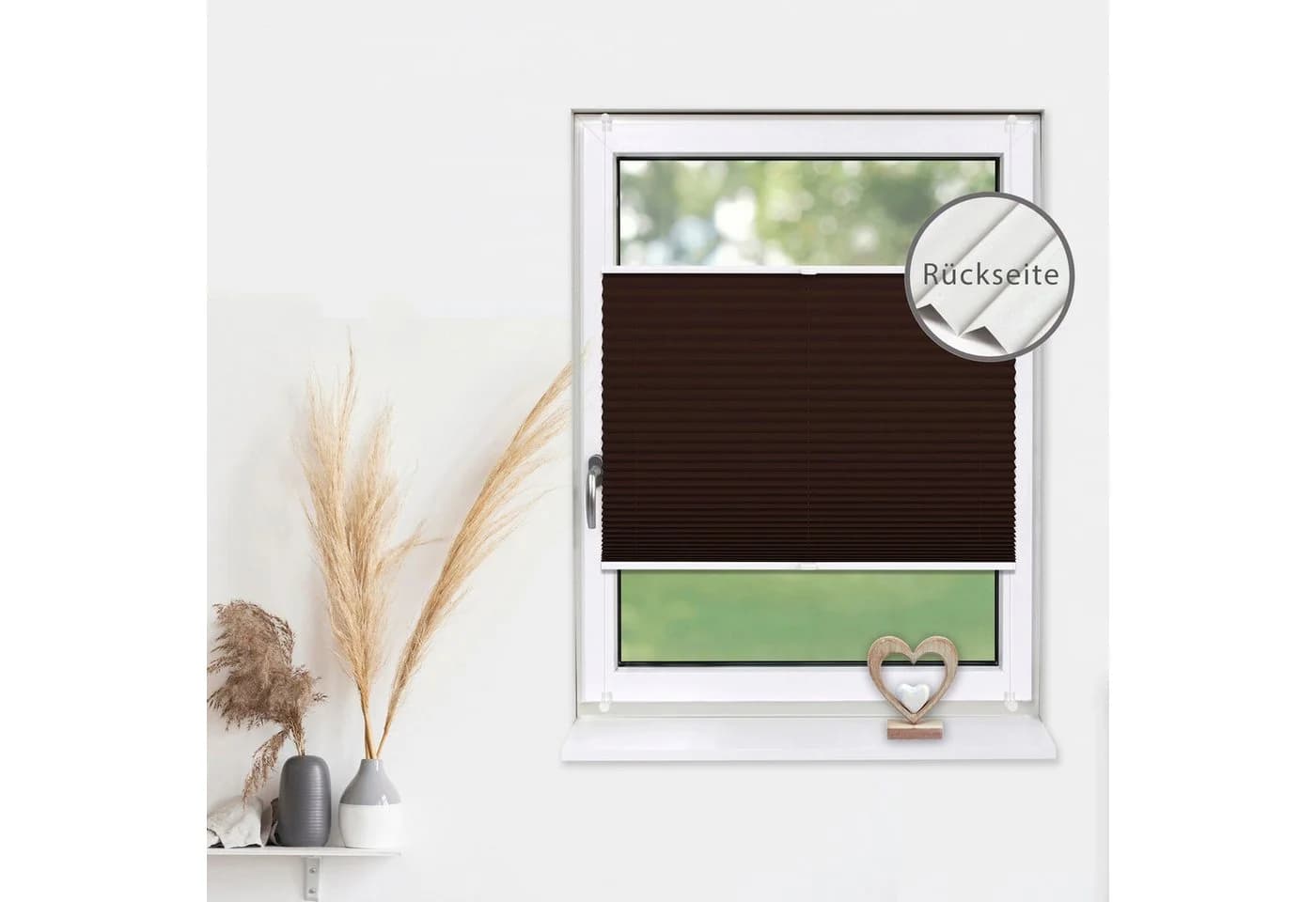 Deco-Raum Plissee Thermo Basic Abdunkelnd Braun Klemmfix - Bild 2