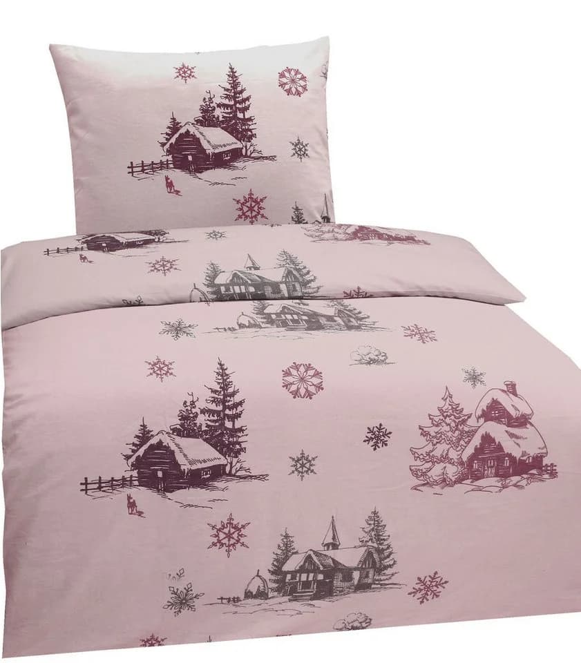 JACK Bettwäsche 135x200cm Winter Dream Rosa Biber 2-teilig - Bild 2