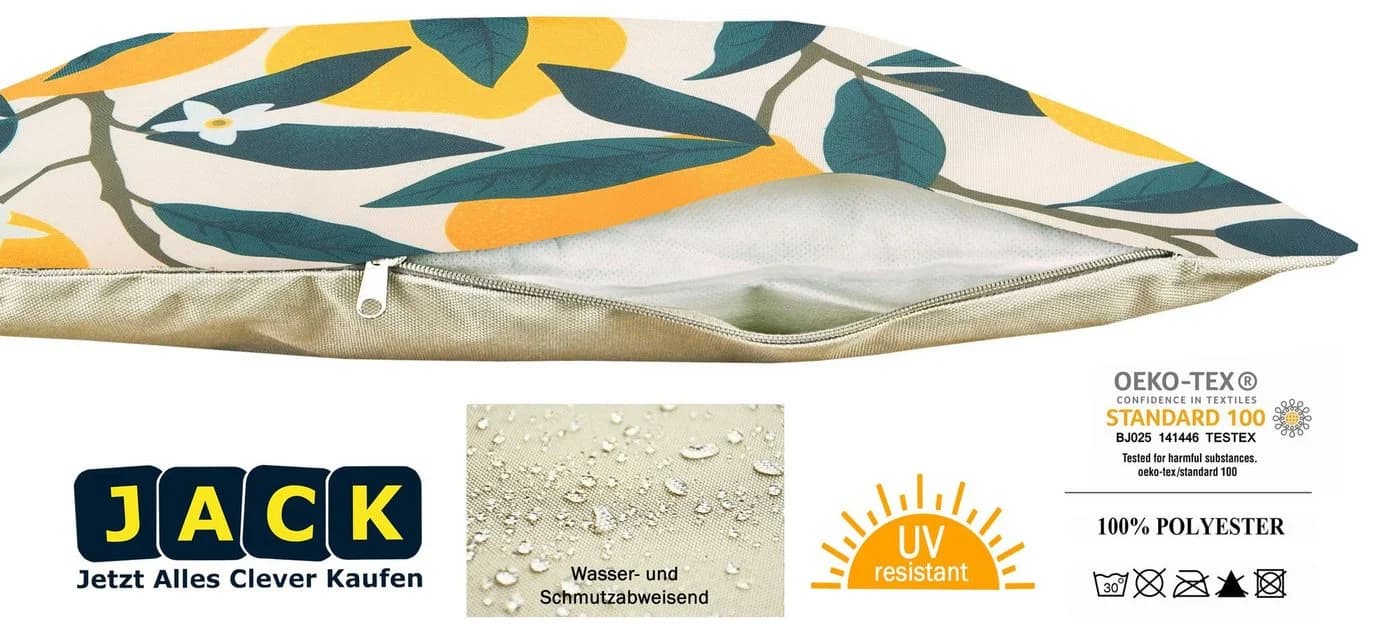 JACK Dekokissen Outdoor Motiv 45x45cm Gelb Polyester - Bild 4