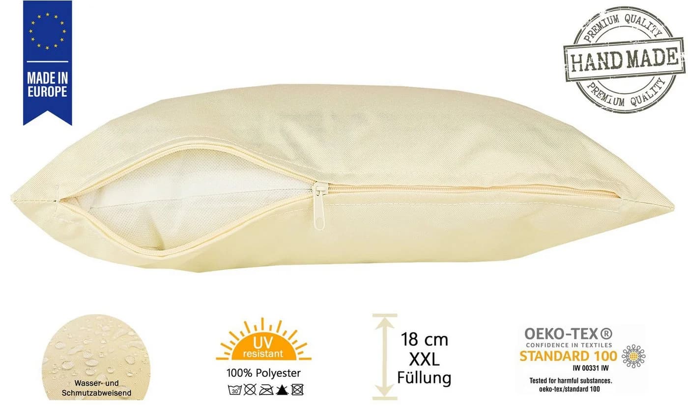 JACK Dekokissen 45x45cm Outdoor Lounge Kissen Beige Polyester - Bild 3