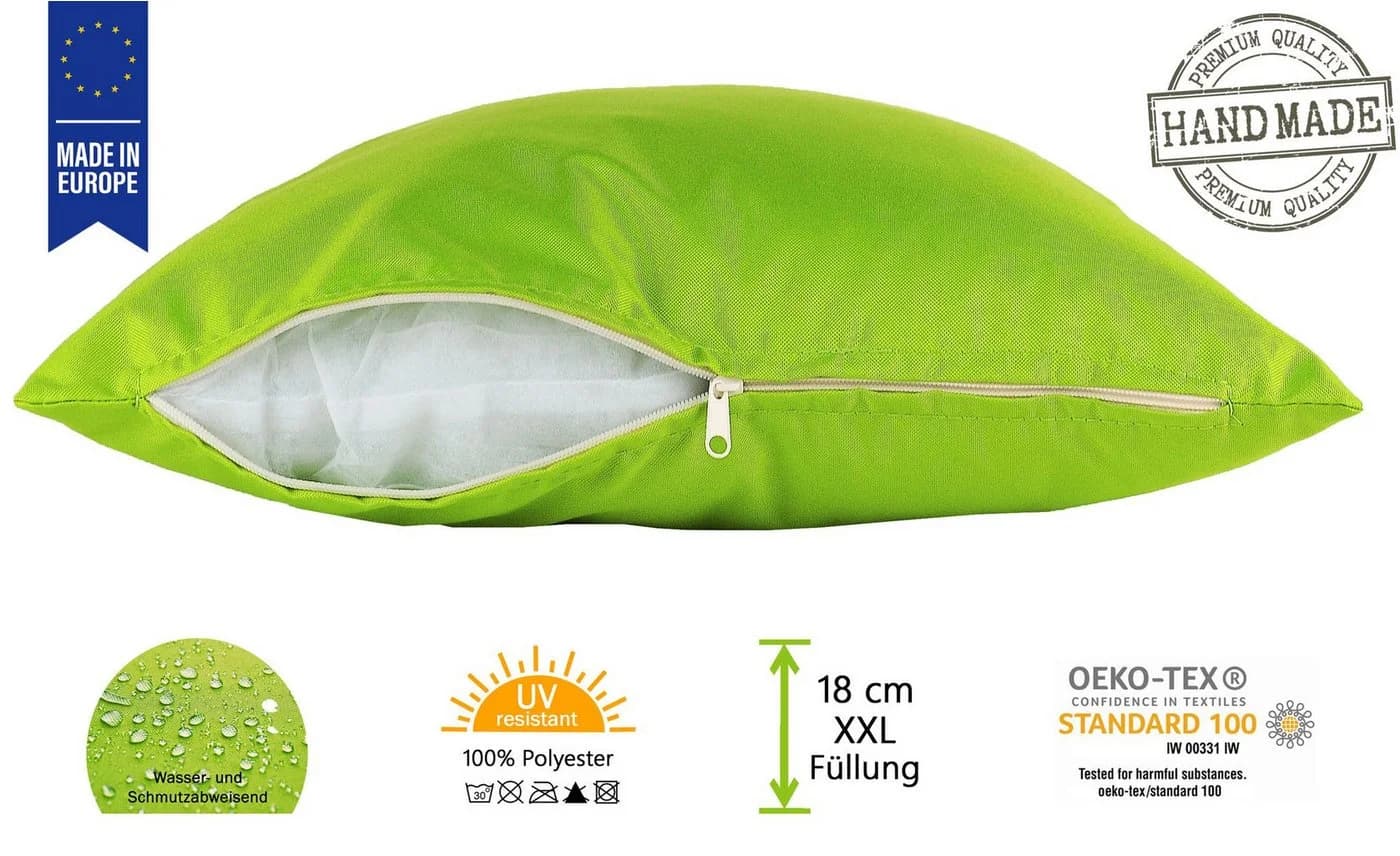JACK Dekokissen 45x45cm Outdoor Grün mit XXL-Füllung - Bild 3
