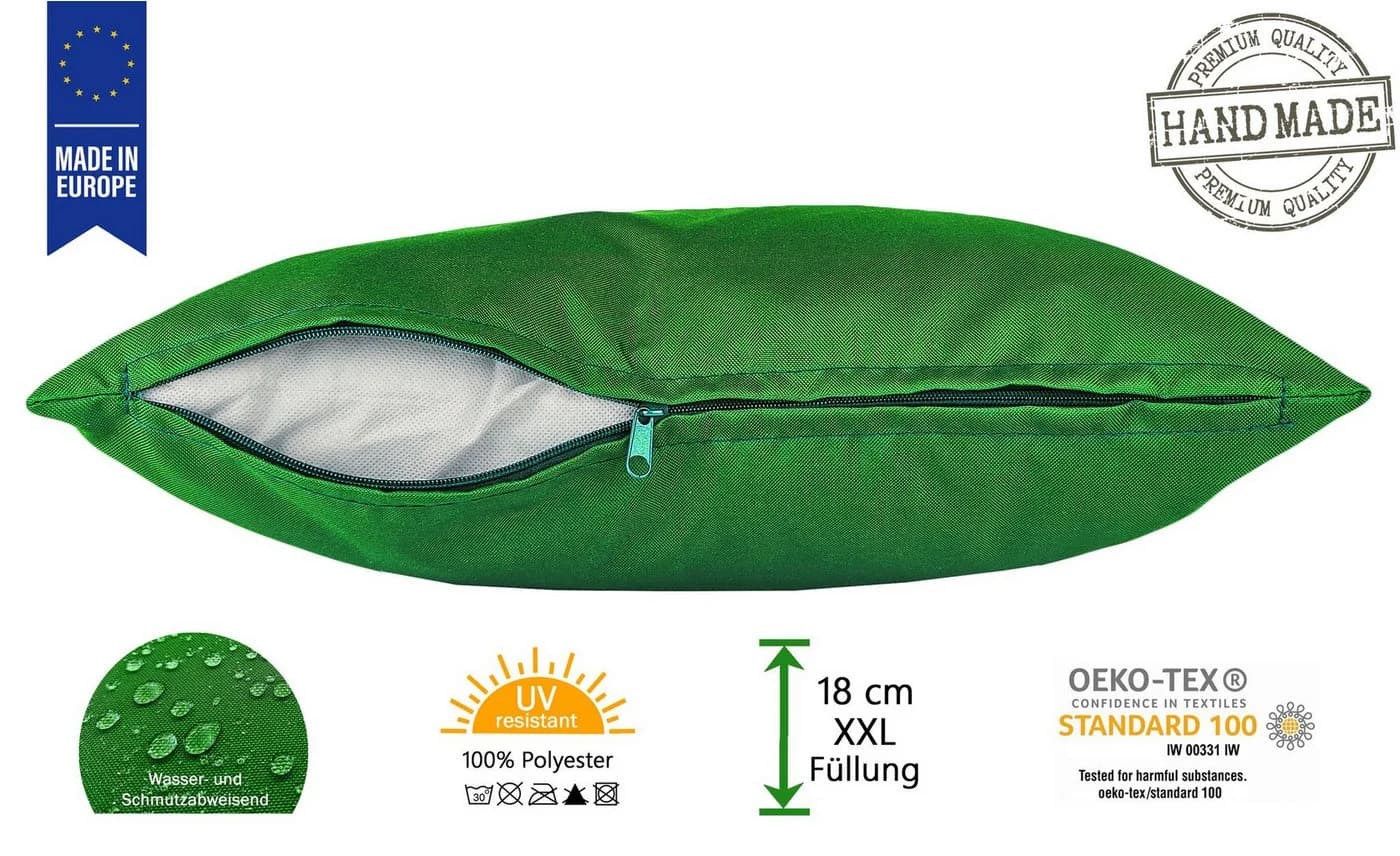 JACK Dekokissen Blattgrün 45x45cm Outdoor Lounge Kissen mit XXL Füllung - Bild 3