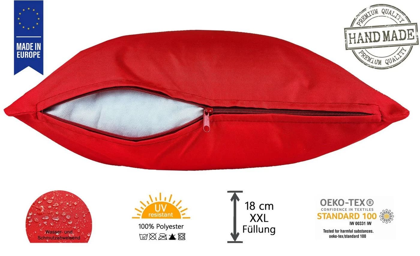 JACK Dekokissen 60x60cm Outdoor Lounge Kissen Rot inkl. XXL Füllung - Bild 3