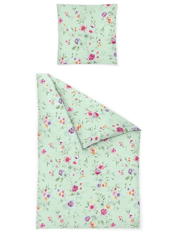JACK Bettwäsche 135x200cm Florentina Mint Seersucker 2-teilig Floral - Bild 2