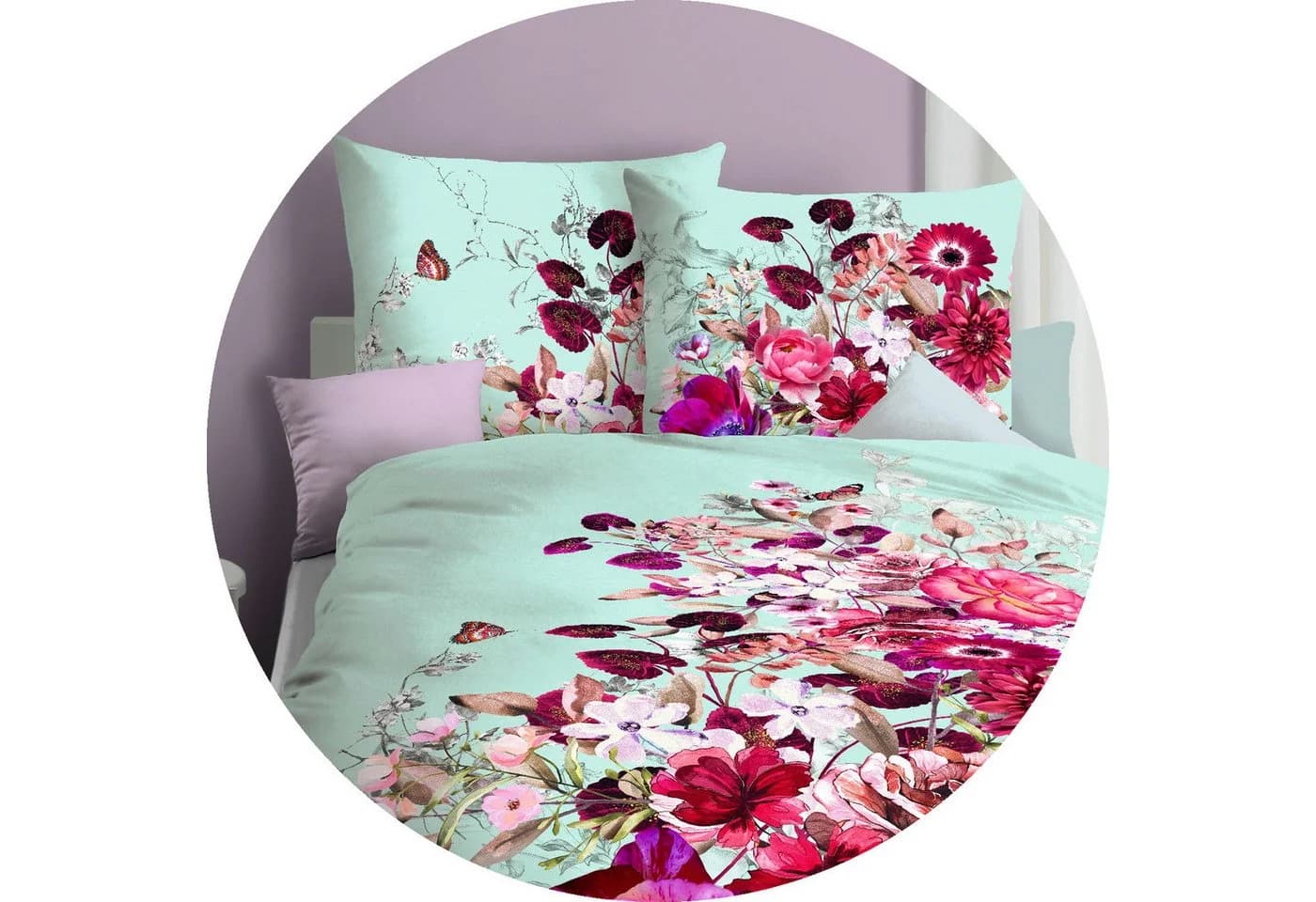 JACK Bettwäsche Mint Romance Mako-Satin Blumenmotiv - Bild 3