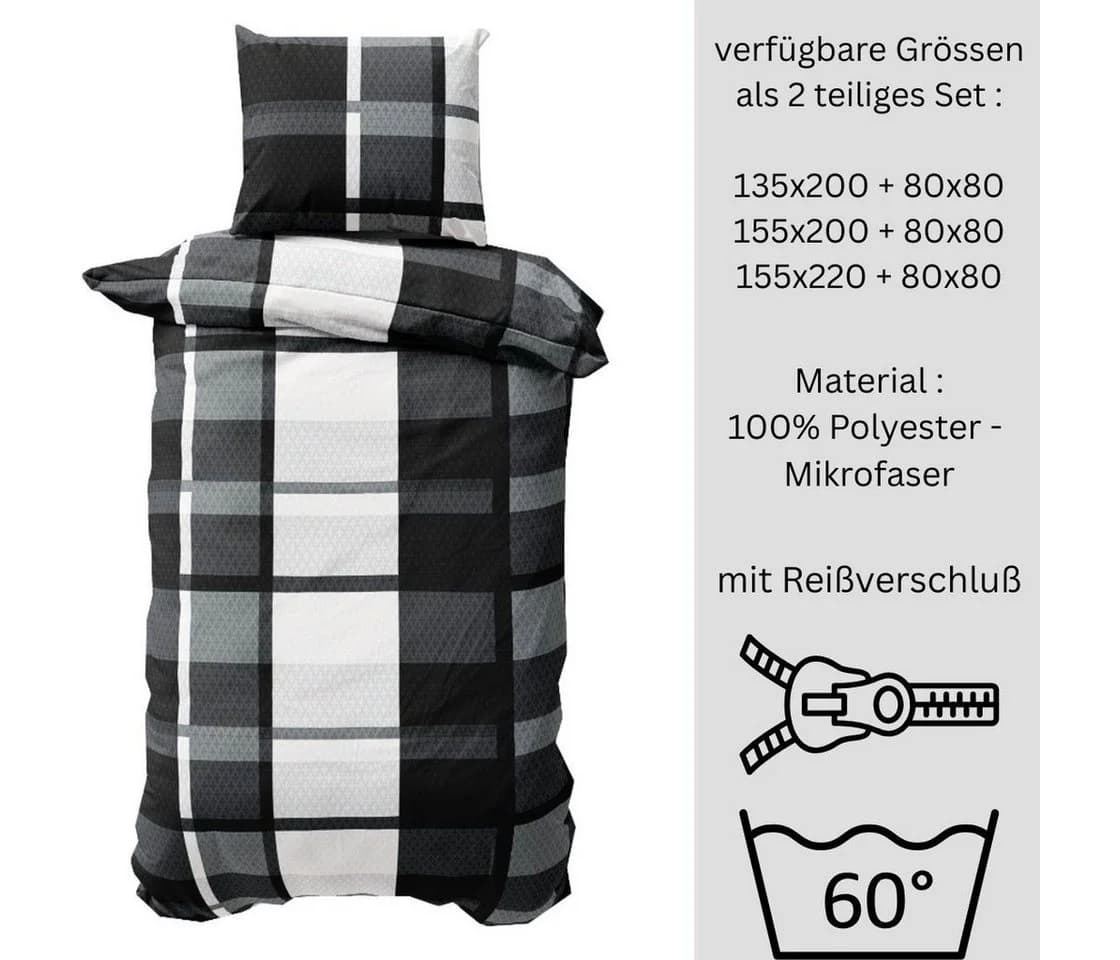 Leonado Vicenti Bettwäsche Karomuster 2-teilig - Bild 5