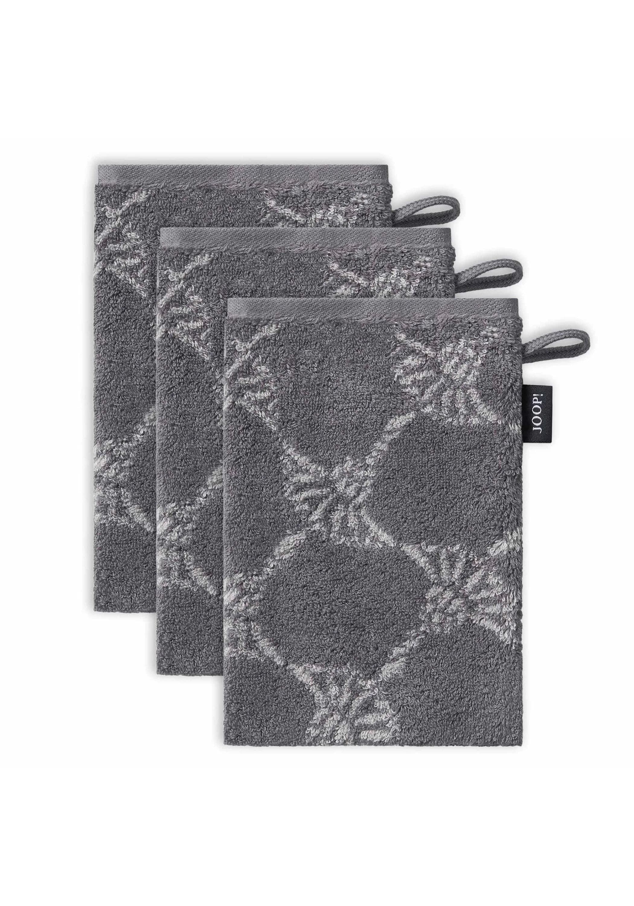 JOOP! Waschlappen Doubleface 3er Pack Grau Anthrazit Cornflower