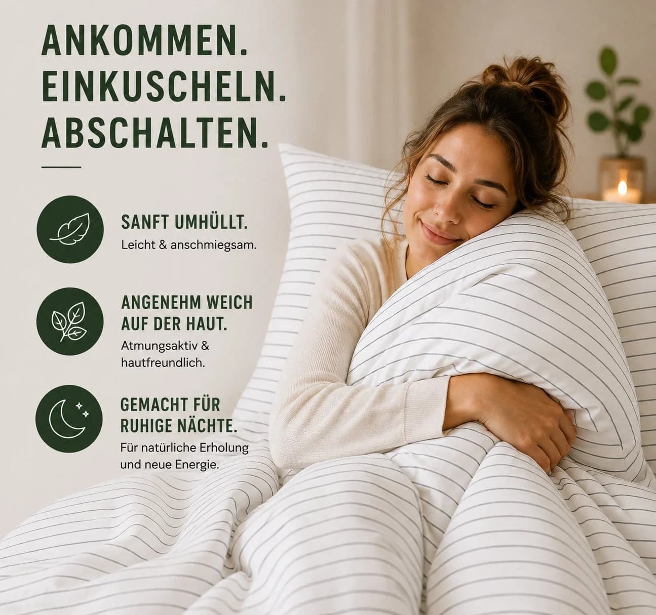 Malika Bettwäsche 135x200 + 80x80 cm Baumwolle Weiß-Anthrazit Modern