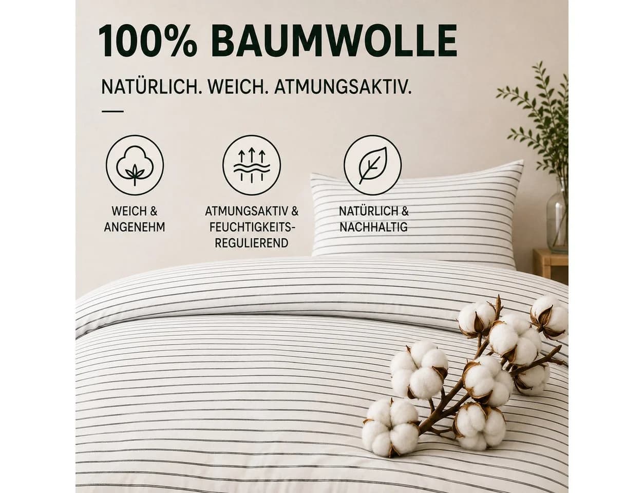 Malika Bettwäsche 135x200 + 80x80 cm Baumwolle Weiß-Anthrazit Modern - Bild 4