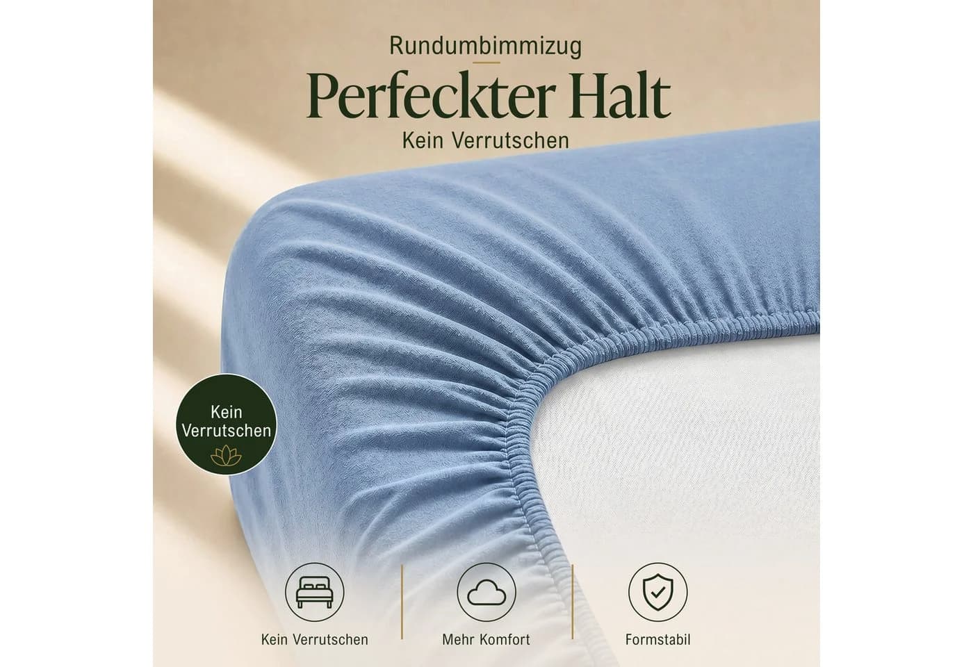 Malika Spannbettlaken Blau 100% Baumwolle Jersey Gummizug - Bild 2
