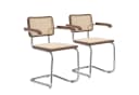 k-hometrends Freischwinger KAREL 2er-Set Walnuss Massivholz Wiener Geflecht Bild 2
