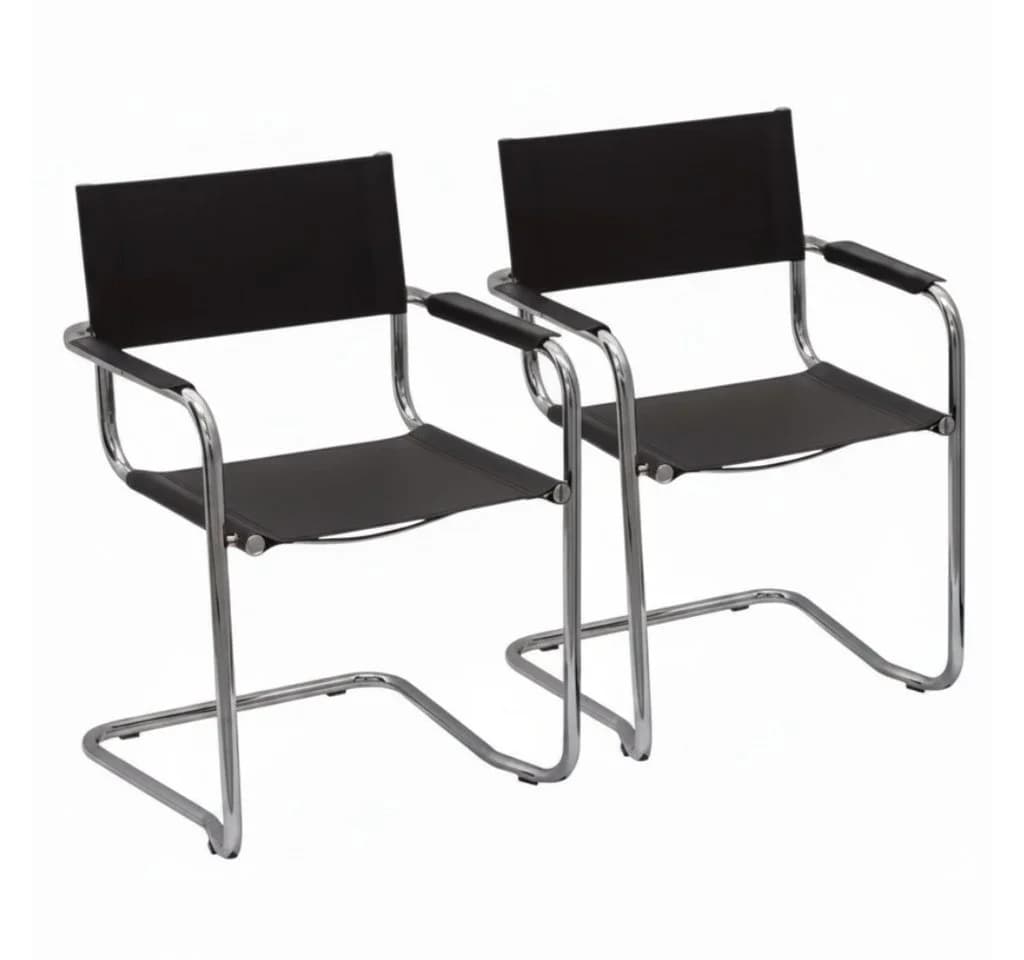 k-hometrends Freischwinger KADA 2er-Set Schwarz Recyceltes Leder - Bild 2