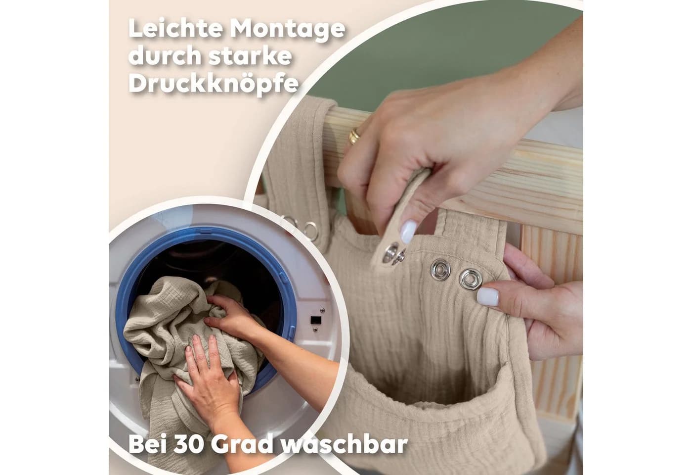 lilimaus Betttasche Kinderbett Aufbewahrung Beige Musselin - Bild 5