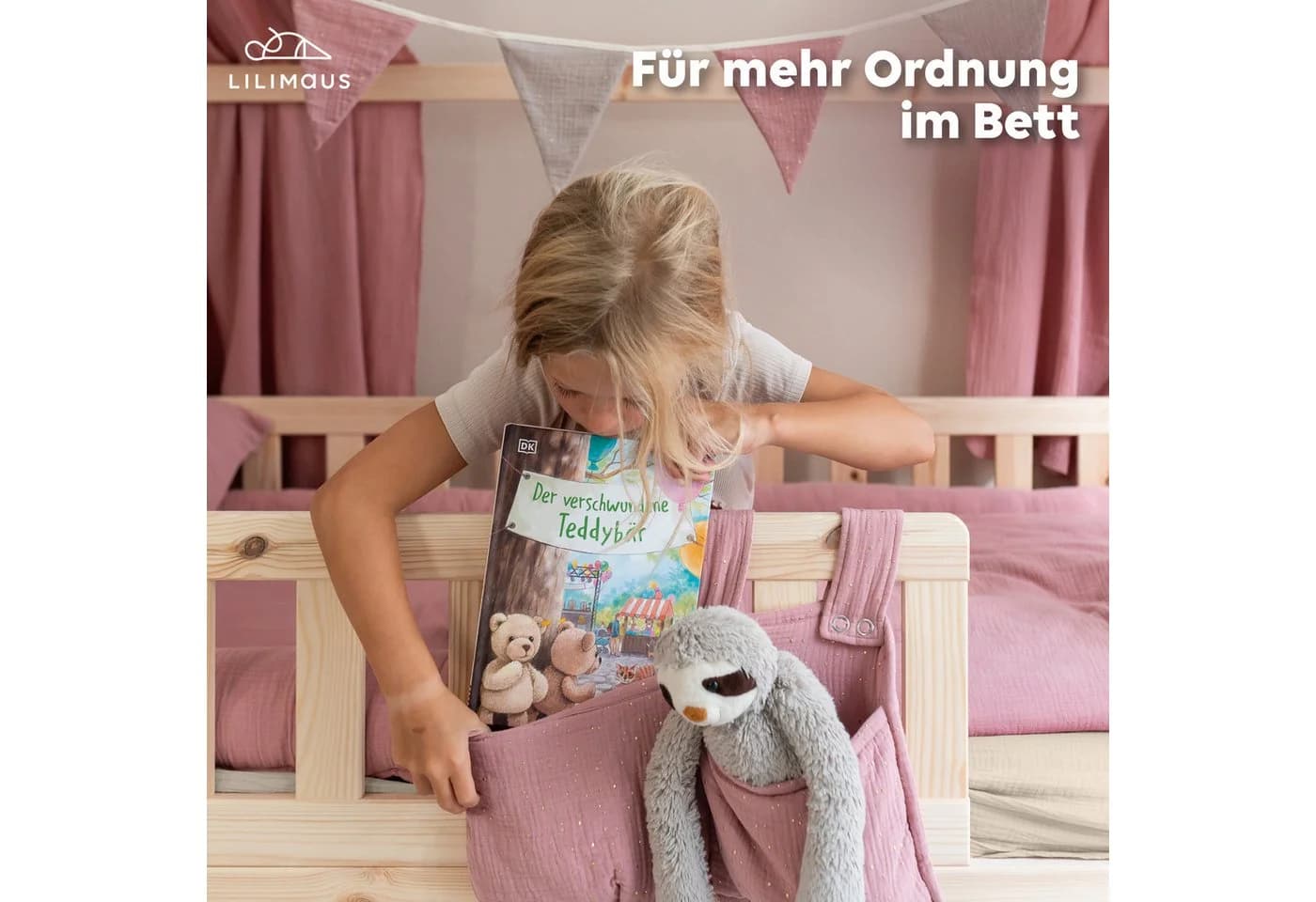 lilimaus Betttasche Rosa Bett-Organizer für Kinderbett