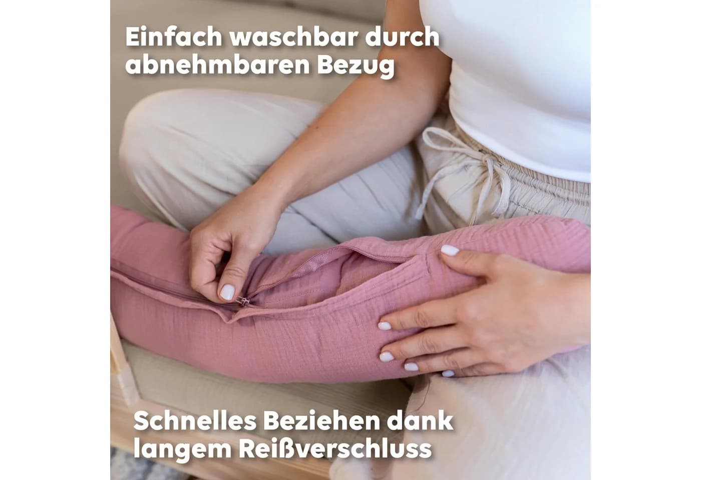 lilimaus Nestchenschlange Babybett aus Musselin Baumwolle Rosa - Bild 4