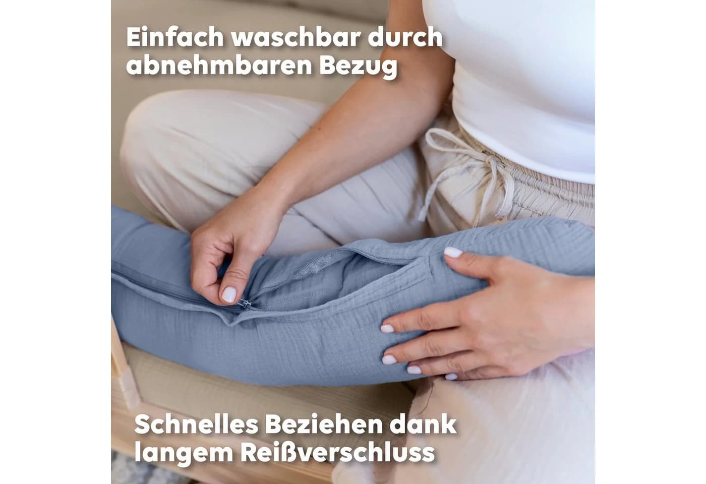 lilimaus Bettschlange Babybett aus Musselin Baumwolle Blau - Bild 4