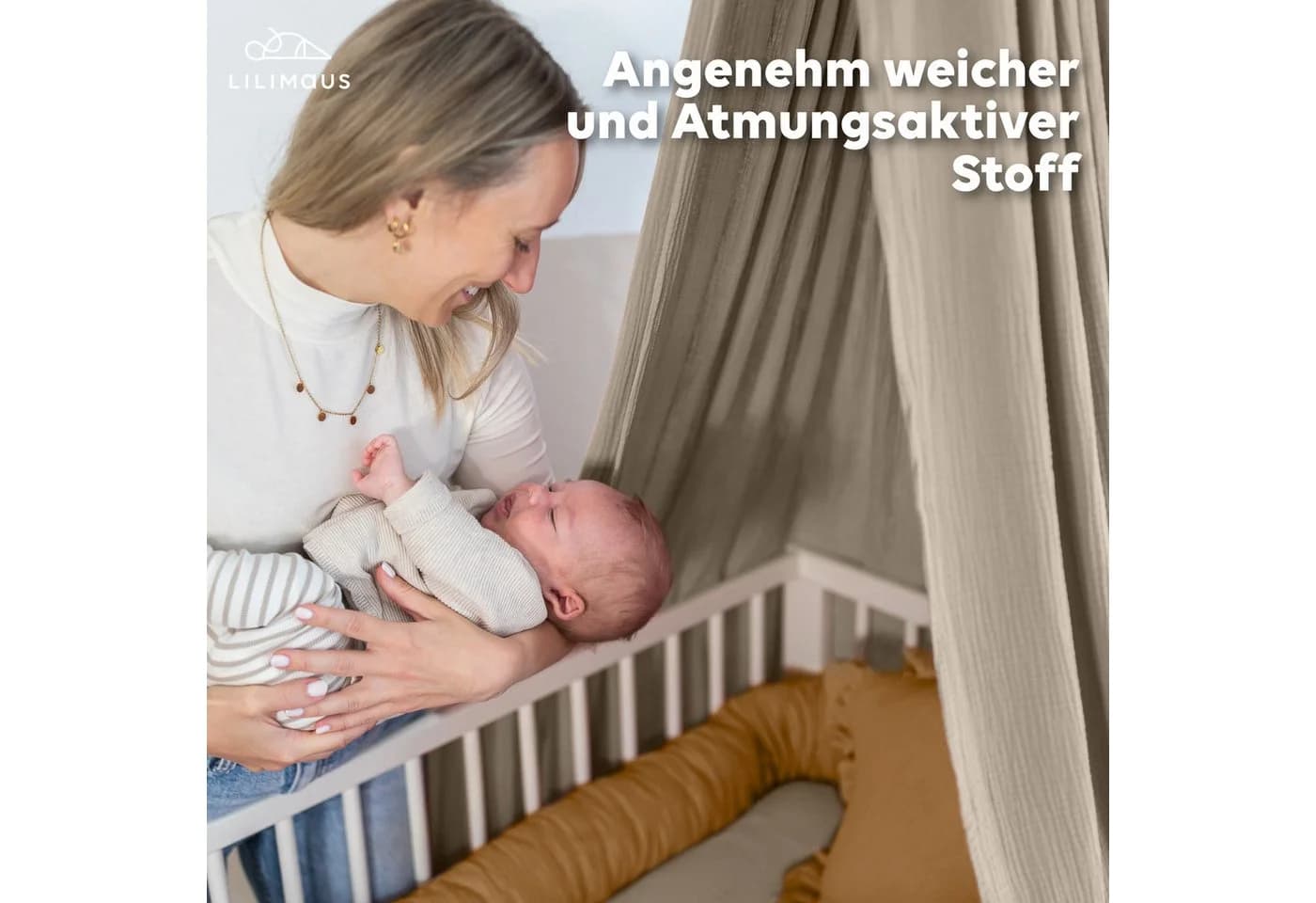 lilimaus Nestchenschlange Bettschlange Braun Musselin Randschutz - Bild 3
