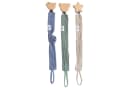 lilimaus Schnullerkette Musselin & Holz 3-tlg. Beige/Blau/Bunt/Grün Bild 2