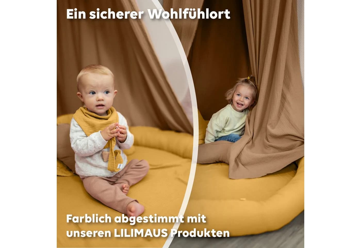 lilimaus Bodenkissen Sitzkissen handgenäht Musselin-Baumwolle Gelb - Bild 4