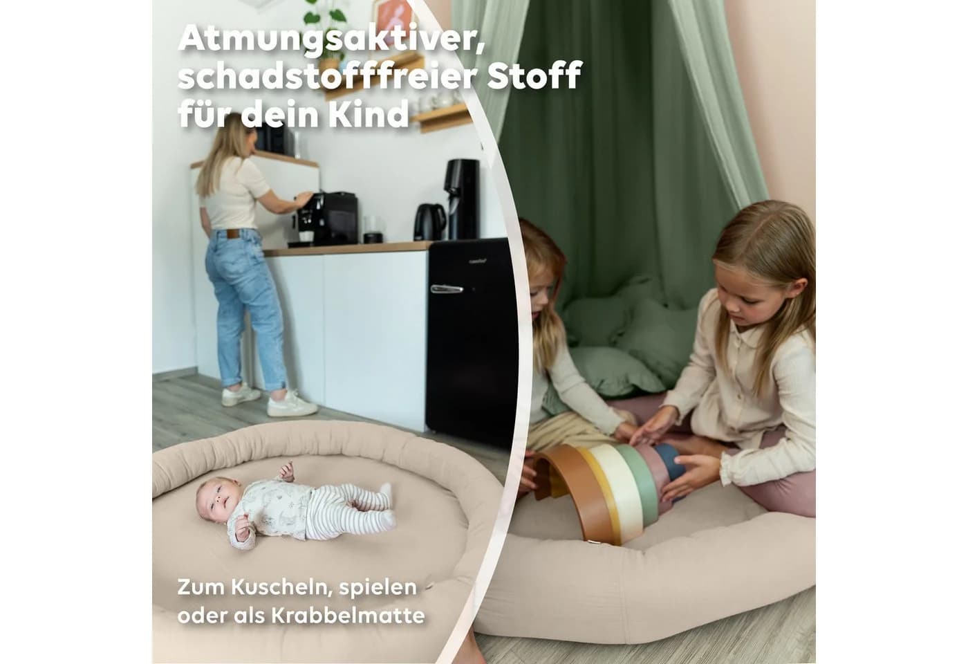 lilimaus Bodenkissen Kinder Musselin-Baumwolle Beige Handgenäht - Bild 3