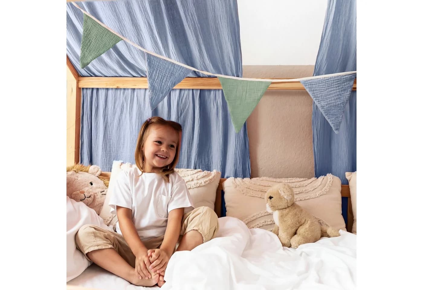 lilimaus Wimpelkette Sternenkette Kinderzimmer Musselin 12 Farben - Bild 5