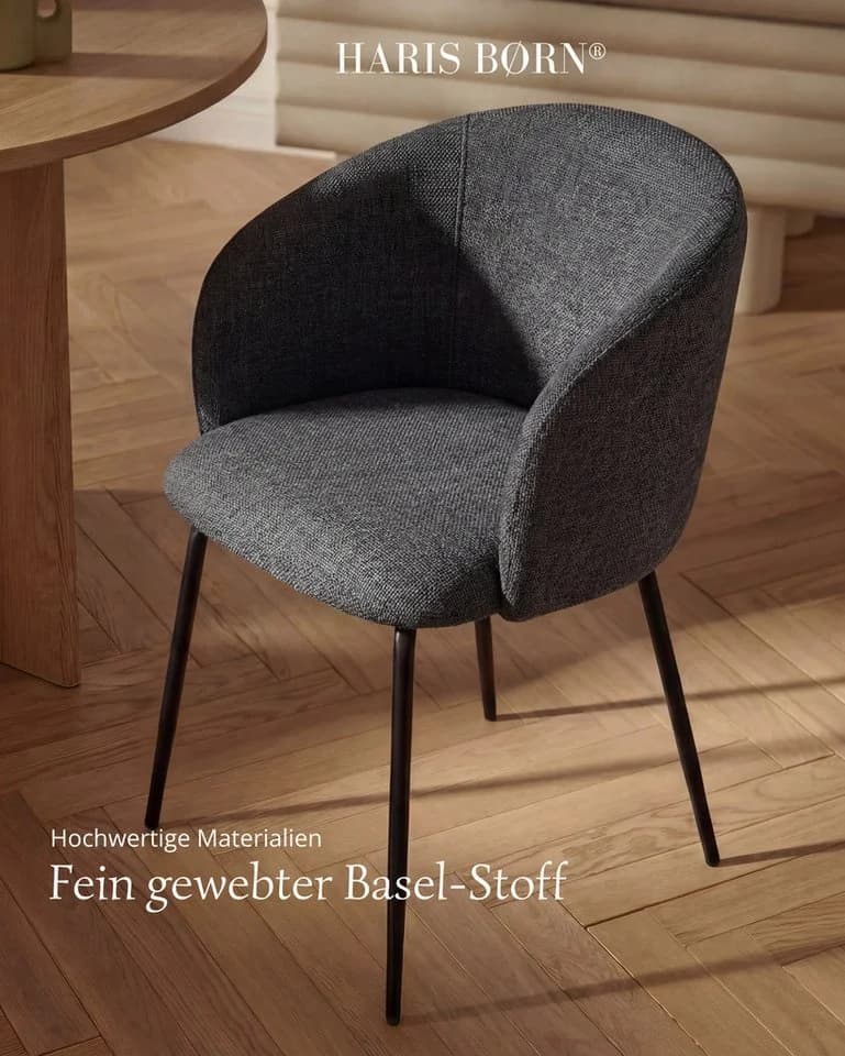 Haris Børn Esszimmerstuhl NØR Grau 4er Set mit Armlehne - Bild 4