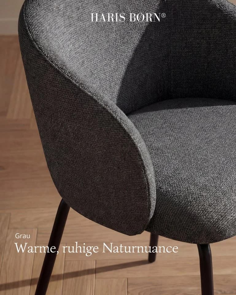 Haris Børn Esszimmerstuhl NØR Grau 4er Set mit Armlehne - Bild 5