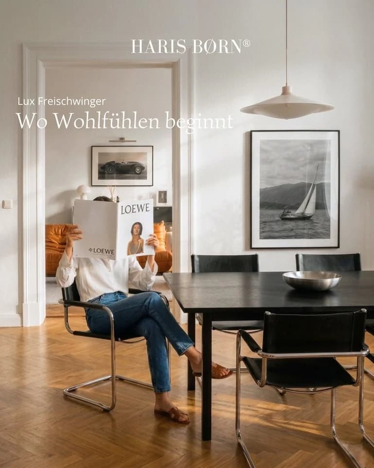 Haris Børn Freischwinger LUX 4er Set Schwarz Echtleder - Bild 3
