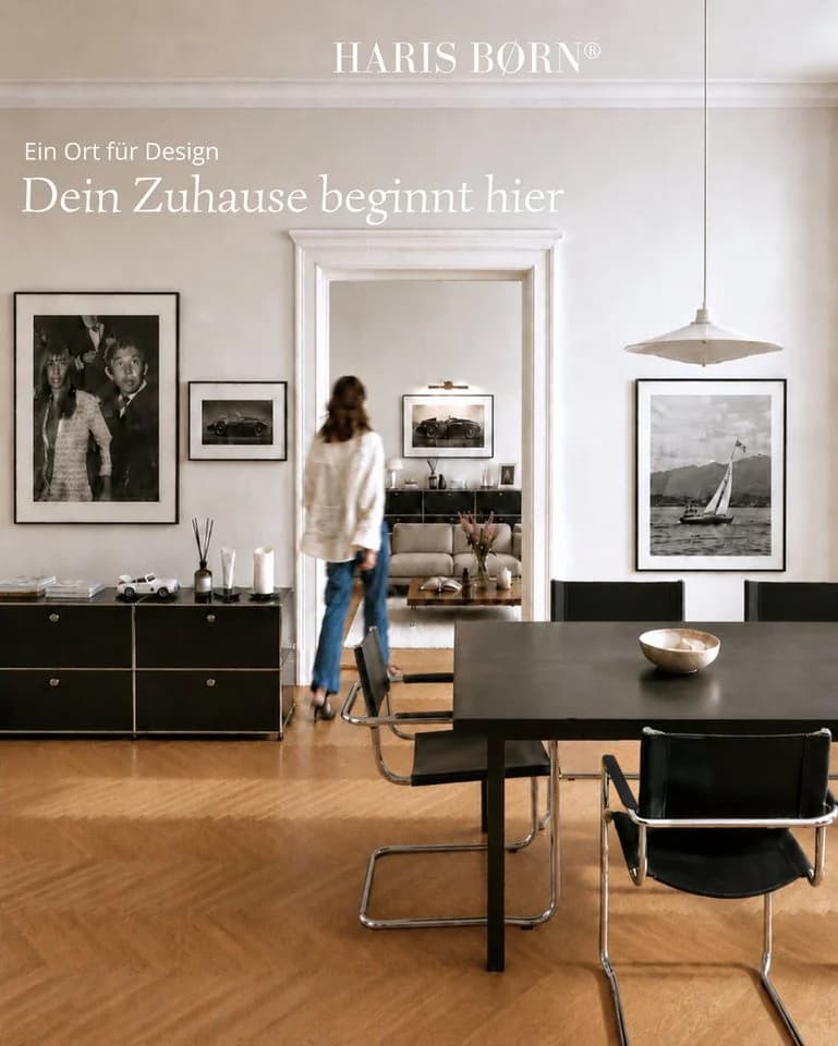 Haris Børn Freischwinger LUX 4er Set Schwarz Echtleder - Bild 4